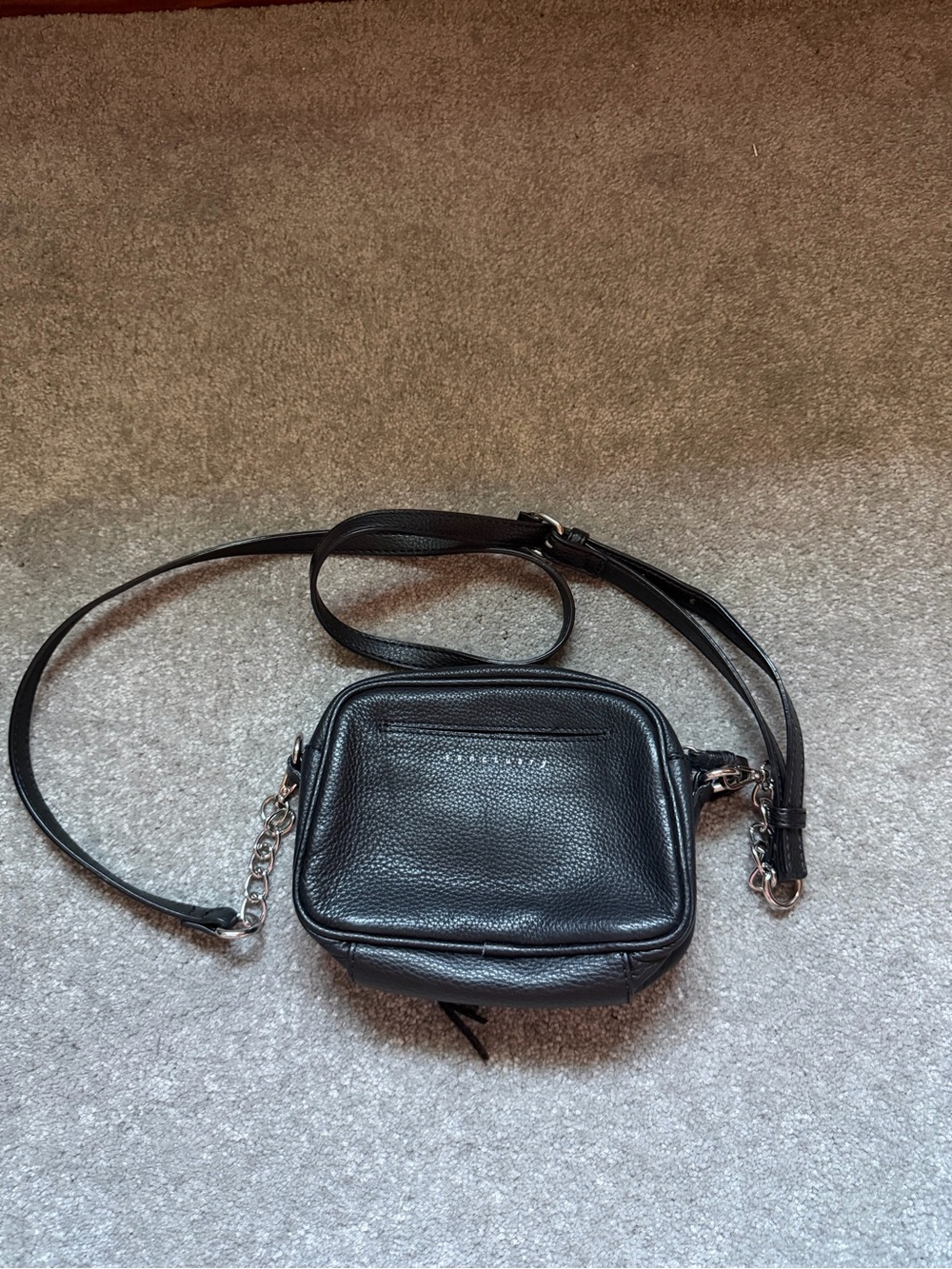 Black Pebbled Leather Crossbody Bag - Classic Everyday Style